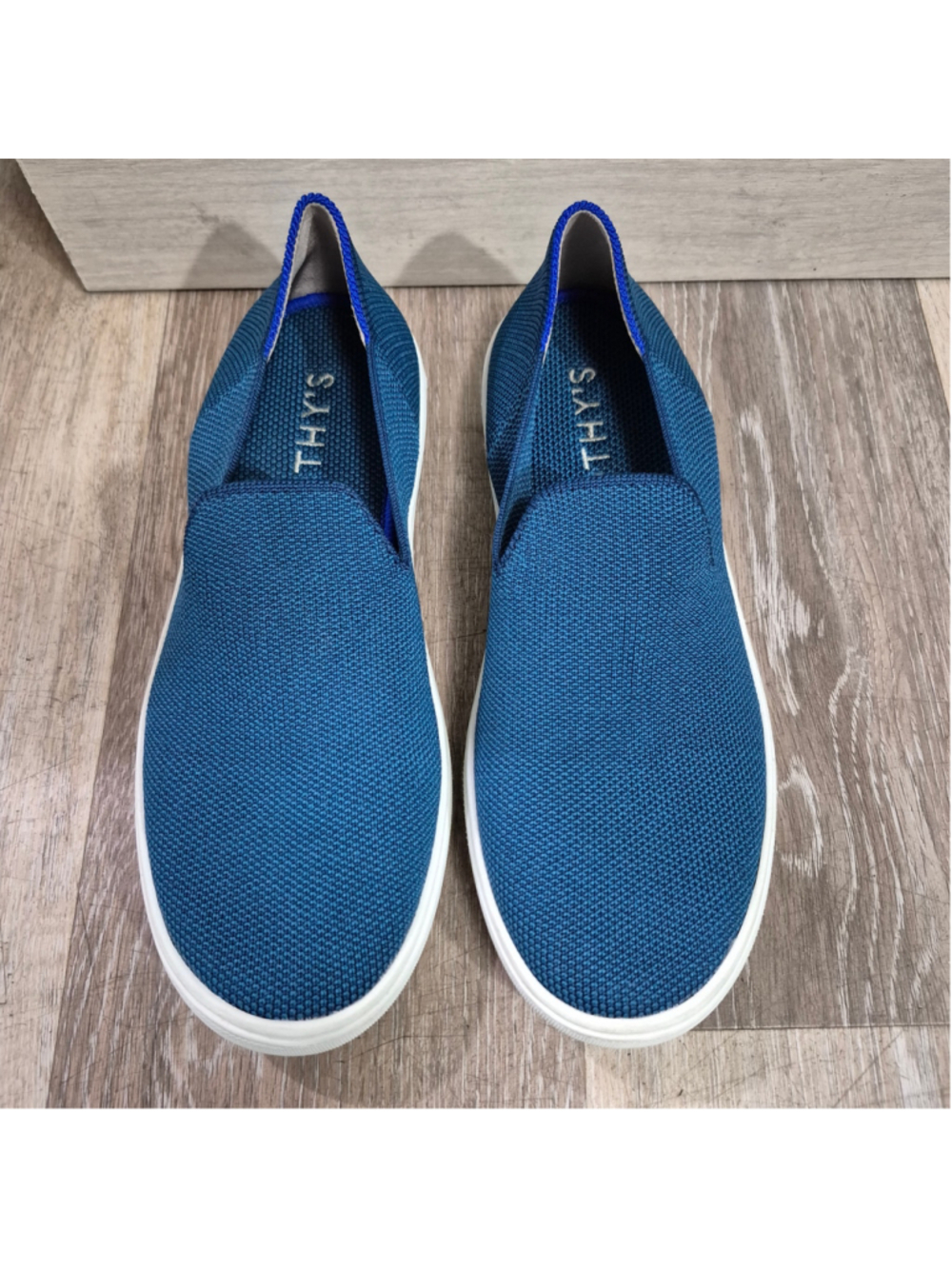 Women's Rothy's Slip-On Flats in Blue and White 5.5
